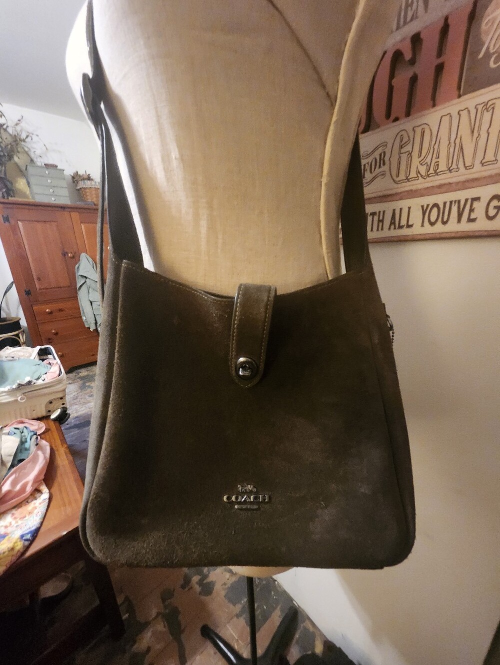 Coach Green Suede Crossbody Bag - Picture 1 of 14